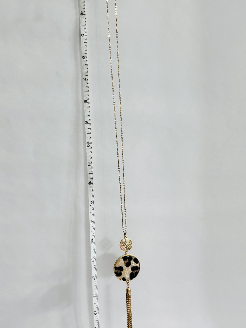 Gold Leopard Print Pendant Long Necklace